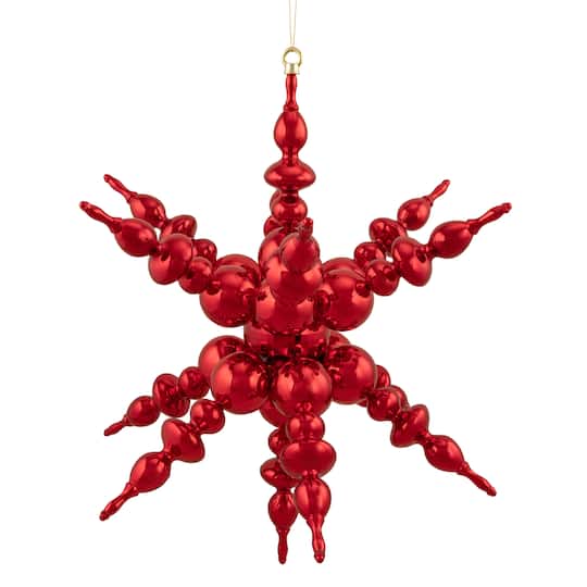 24&#x22; Shiny Red 3D Sunburst Snowflake Commercial Ornament